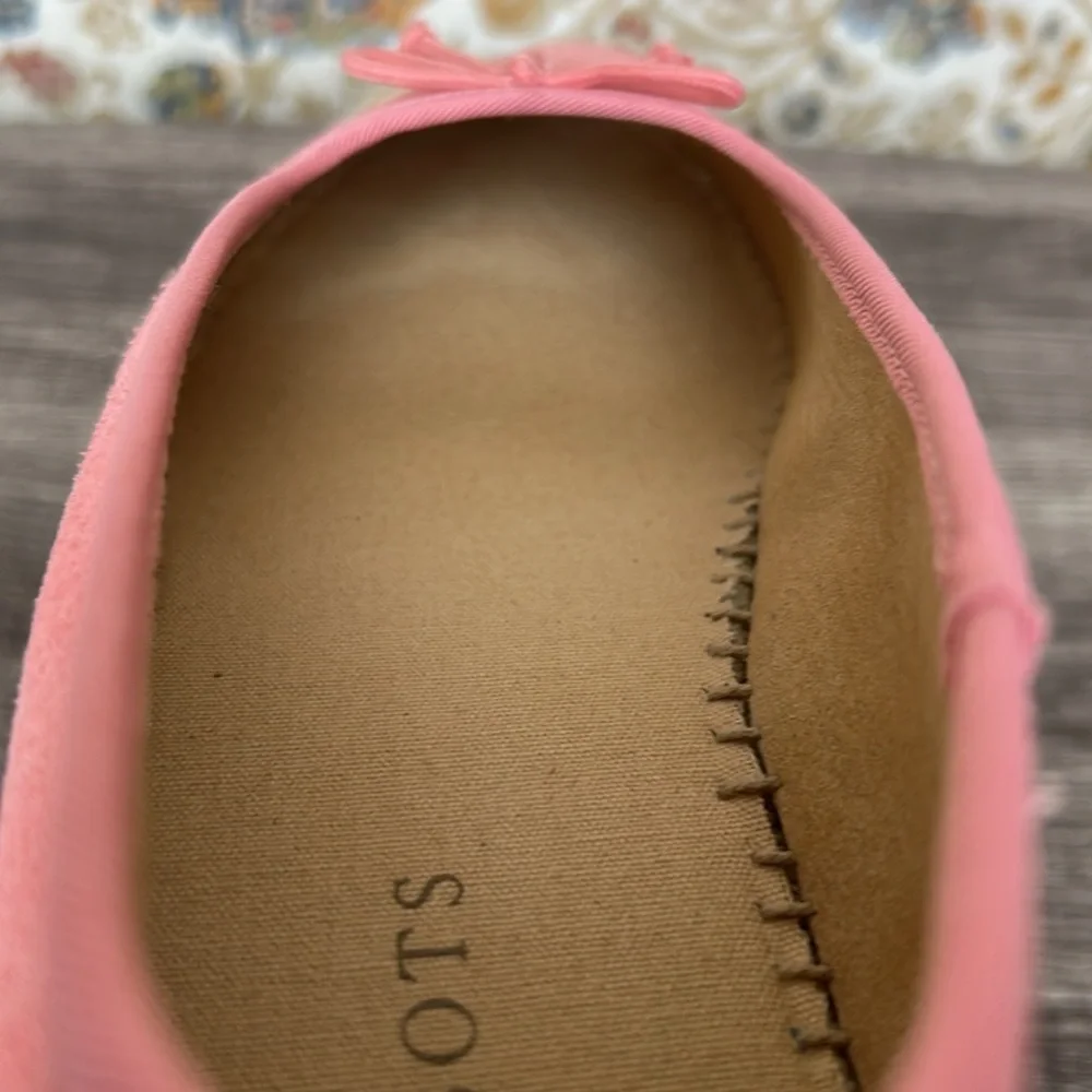Talbots Pink‎ QUINN SUEDE PLATFORM ESPADRILLES Slip-On Bow Tie Shoes 7.5W